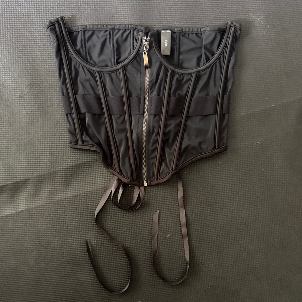 Black Corset Top with Zipper